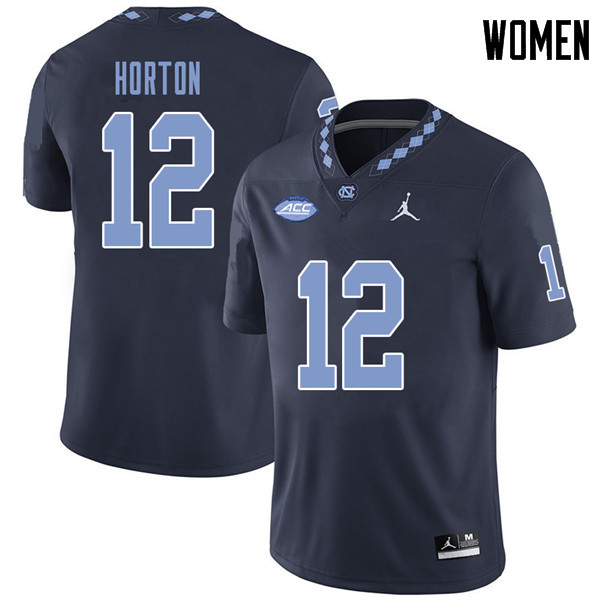 Jordan Brand Women #12 Ethan Horton North Carolina Tar Heels College Football Jerseys Sale-Navy